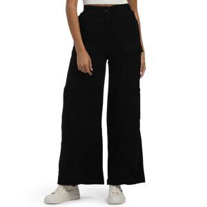 HUNTER & BROWN Black Corduroy Wide Leg Cargo Pants
